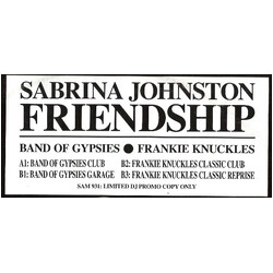 Sabrina Johnston Friendship USED VINYL 12INCH LIMITED EDITION WHITE LABEL PROMO