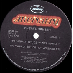 Cheryl Hunter It's Your Attitude USED VINYL 12INCH 33 S RPM SINGLE STEREO