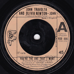 John Travolta / Olivia Newton-John You're The One That I Want Vinyl 7" USED