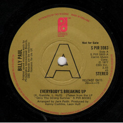 Billy Paul Everybody's Breaking Up USED VINYL 7INCH SINGLE PROMO