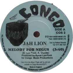 Jah Lion (4) Melody For Negus USED VINYL 7INCH 45 RPM