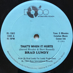 Brad Lundy That's When It Hurts USED VINYL 12INCH 45 RPM