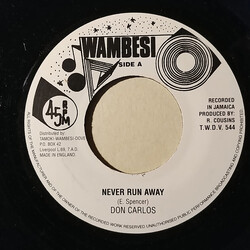 Don Carlos (2) Never Run Away USED VINYL 7INCH 45 RPM REPRESS