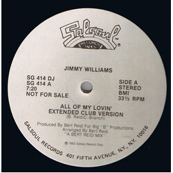 Jimmy Williams All Of My Lovin' USED VINYL 12INCH 33 S RPM PROMO