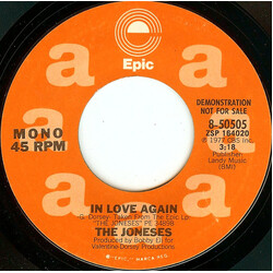 The Joneses In Love Again USED VINYL 7INCH 45 RPM PROMO STYRENE STEREO MONO