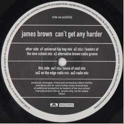 James Brown Can't Get Any Harder USED VINYL 12INCH 33 S RPM PROMO