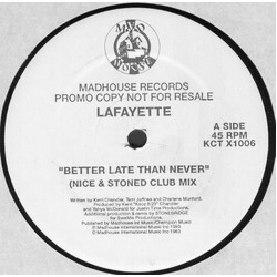 Lafayette Better Late Than Never USED VINYL 12INCH 45 RPM PROMO