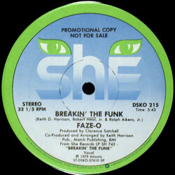 Faze-O Breakin' The Funk USED VINYL 12INCH 33 S RPM PROMO