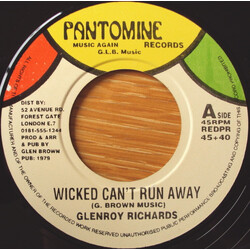 Glenroy Richards Wicked Can't Run Away USED VINYL 7INCH 45 RPM REISSUE