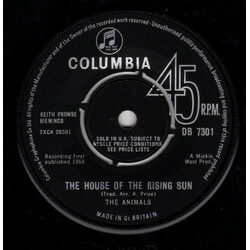 The Animals The House Of The Rising Sun USED VINYL 7INCH 45 RPM SINGLE