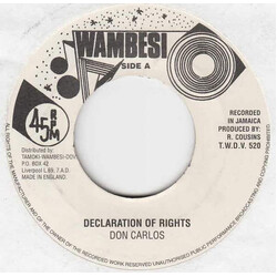 Don Carlos (2) Declaration Of Rights USED VINYL 7INCH REISSUE 45 RPM