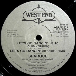 Sparque Let's Go Dancin' USED VINYL 12INCH 33 S RPM SINGLE STEREO