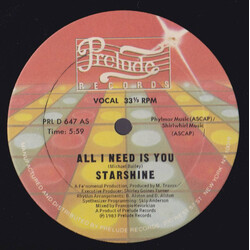 Starshine (2) All I Need Is You USED VINYL 12INCH 33 S RPM