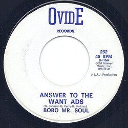 Bobo Mr. Soul Answer To The Want Ads USED VINYL 7INCH 45 RPM