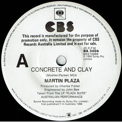 Martin Plaza Concrete And Clay USED VINYL 7INCH 45 RPM SINGLE PROMO