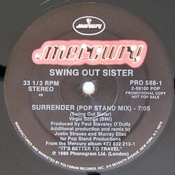 Swing Out Sister Surrender (Pop Stand Mix) USED VINYL PROMO 12INCH 33 S RPM MAXI-SINGLE