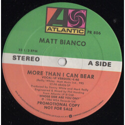 Matt Bianco More Than I Can Bear USED VINYL 12INCH PROMO SINGLE