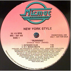 New York Style (2) Running USED VINYL 12INCH 33 S RPM SINGLE PROMO