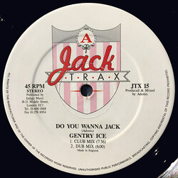 Gentry Ice / Adonis Do You Wanna Jack / Lost In The Sound USED VINYL 12INCH 45 RPM LIMITED EDITION STEREO