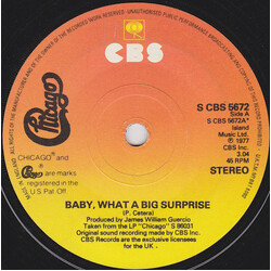 Chicago (2) Baby, What A Big Surprise USED VINYL 7INCH 45 RPM SINGLE STEREO