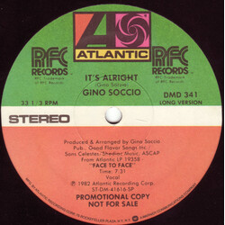 Gino Soccio It's Alright USED VINYL 12INCH 33 S RPM PROMO STEREO