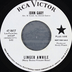 John Gary Linger Awhile / Joy In The Morning USED VINYL 7INCH 45 RPM PROMO
