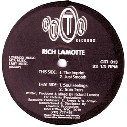 Rich Lamotte The Imprint USED VINYL 12INCH 33 S RPM