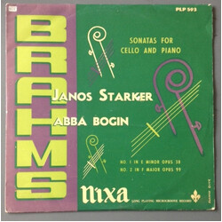 Johannes Brahms / Janos Starker / Abba Bogin Sonatas For Cello And Piano, No 1 In E Minor Opus 38 / No. 2 In F Major Opus 99 Vinyl LP USED