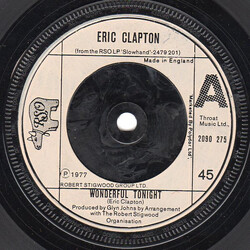 Eric Clapton Wonderful Tonight USED VINYL 7INCH 45 RPM SINGLE