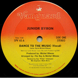 Junior Byron Dance To The Music USED VINYL 12INCH 33 S RPM STEREO