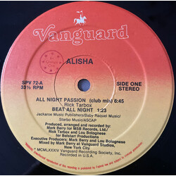 Alisha All Night Passion (Club Mix) USED VINYL 12INCH 33 S RPM SINGLE STEREO