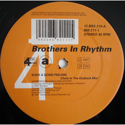 Brothers In Rhythm Such A Good Feeling Vinyl 12" USED