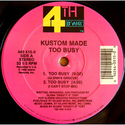 Kustom Made Too Busy USED VINYL 12INCH 33 S RPM