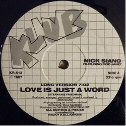 Nicky Siano Love Is Just A Word USED VINYL 12INCH 33 S RPM