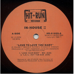 In House II Love To Love You Baby USED VINYL 12INCH 33 S RPM