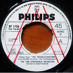 The Tom Springfield Orchestra Theme From 'The Troubleshooters' (From The BBC TV Series) USED VINYL 7INCH PROMO