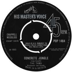 The Tams Concrete Jungle / Till The End Of Time USED VINYL 7INCH SINGLE 45 RPM