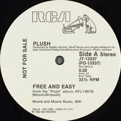 Plush Free And Easy USED VINYL 12INCH 33 S RPM PROMO STEREO MONO