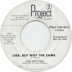 The Critters Lisa, But Not The Same / Cool Sunday Morning USED VINYL 7INCH 45 RPM PROMO