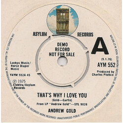 Andrew Gold That's Why I Love You USED VINYL 7INCH 45 RPM SINGLE PROMO