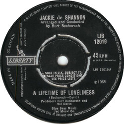 Jackie DeShannon A Lifetime Of Loneliness USED VINYL 7INCH 45 RPM SINGLE MONO