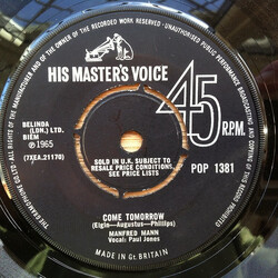 Manfred Mann Come Tomorrow / What Did I Do Wrong ? USED VINYL 7INCH 45 RPM SINGLE