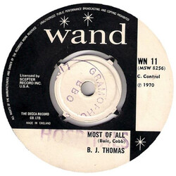 B.J. Thomas Most Of All USED VINYL 7INCH 45 RPM SINGLE