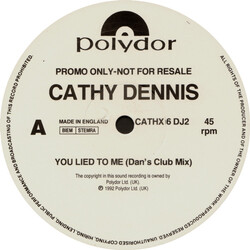 Cathy Dennis You Lied To Me USED VINYL 12INCH PROMO