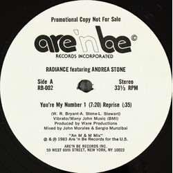 Radiänce / Andrea Stone You're My Number 1 USED VINYL 12INCH 33 S RPM PROMO STEREO