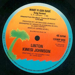 Linton Kwesi Johnson Want Fi Goh Rave / Reality Poem USED VINYL 12INCH 45 RPM