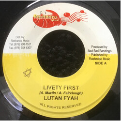 Lutan Fyah Livety First USED VINYL 7INCH 45 RPM