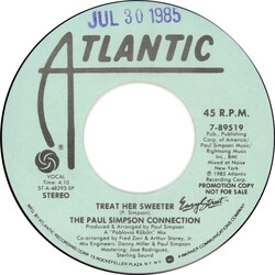 Paul Simpson Connection Treat Her Sweeter USED VINYL 7INCH 45 RPM SINGLE PROMO