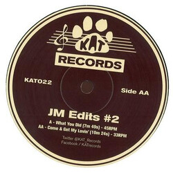Jonny Miller JM Edits #2 USED VINYL 12INCH 33 S RPM 45 RPM UNOFFICIAL RELEASE