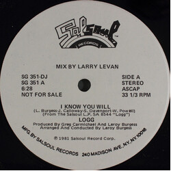 Logg I Know You Will USED VINYL 12INCH 33 S RPM SINGLE PROMO